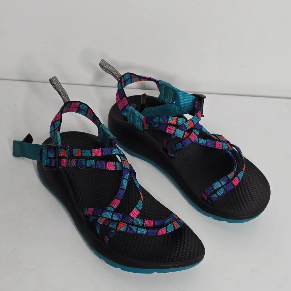 Chaco Big Kids ZX/1 EcoTread Break Teal Sandals Size 4 Adjustable Hiking Outdoor